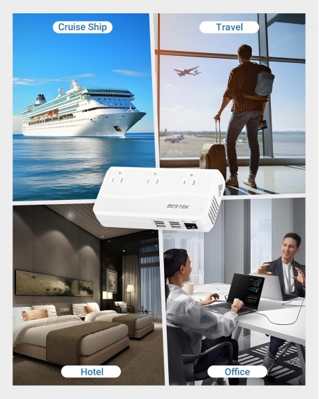 BESTEK 300W Voltage Converter 220V to 110V Power Transformer with 2 USB-C PD 20W Fast Charging Ports